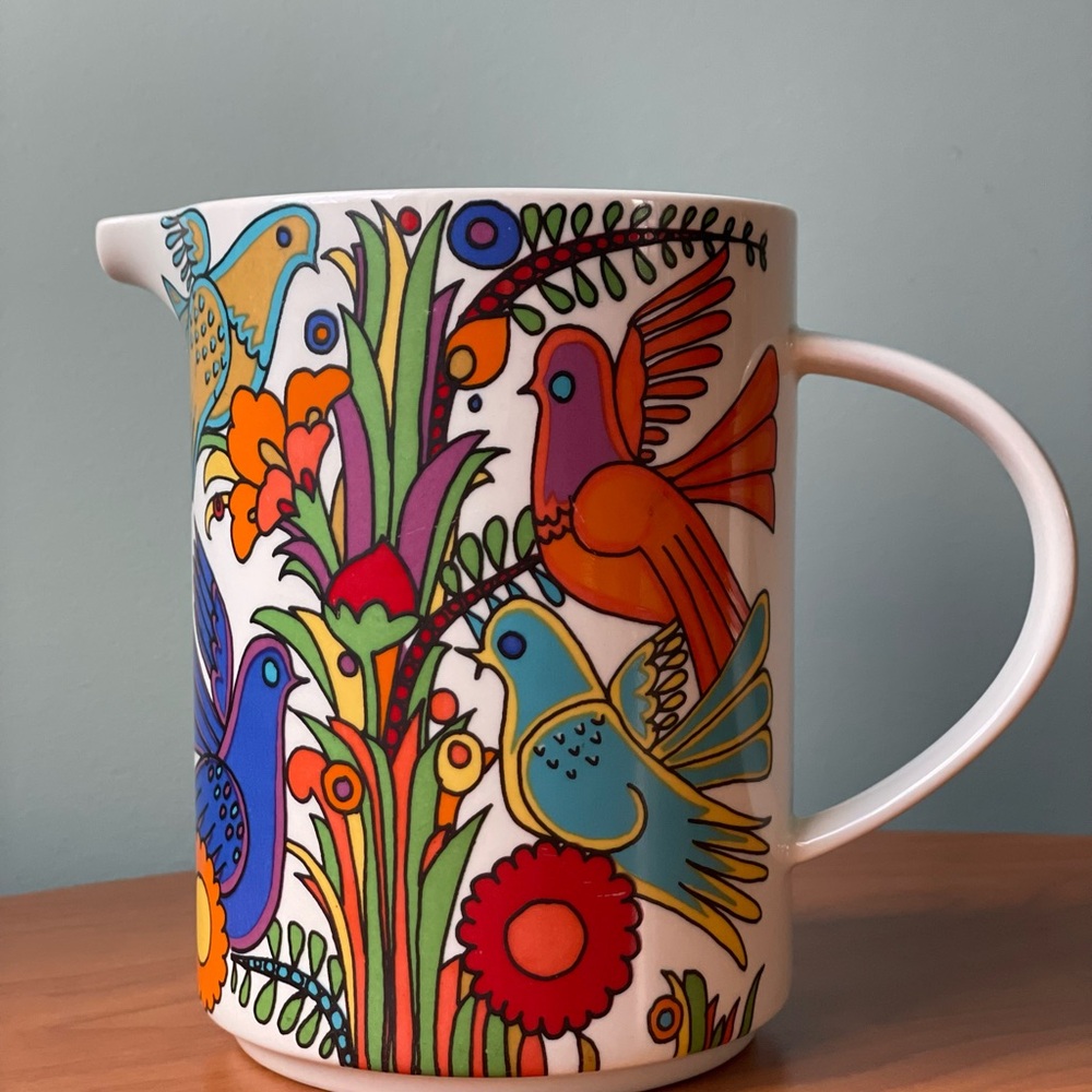 Villeroy & Boch Acapulco Ceramic Pitcher Elegant Blue Birds Flowers